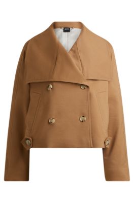 Double-breasted coat in stretch material- Beige Women's Formal Coats size 4