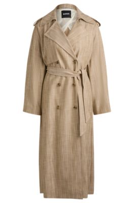 Double-breasted trench coat in pinstripe material- Patterned Women's Formal Coats size 0