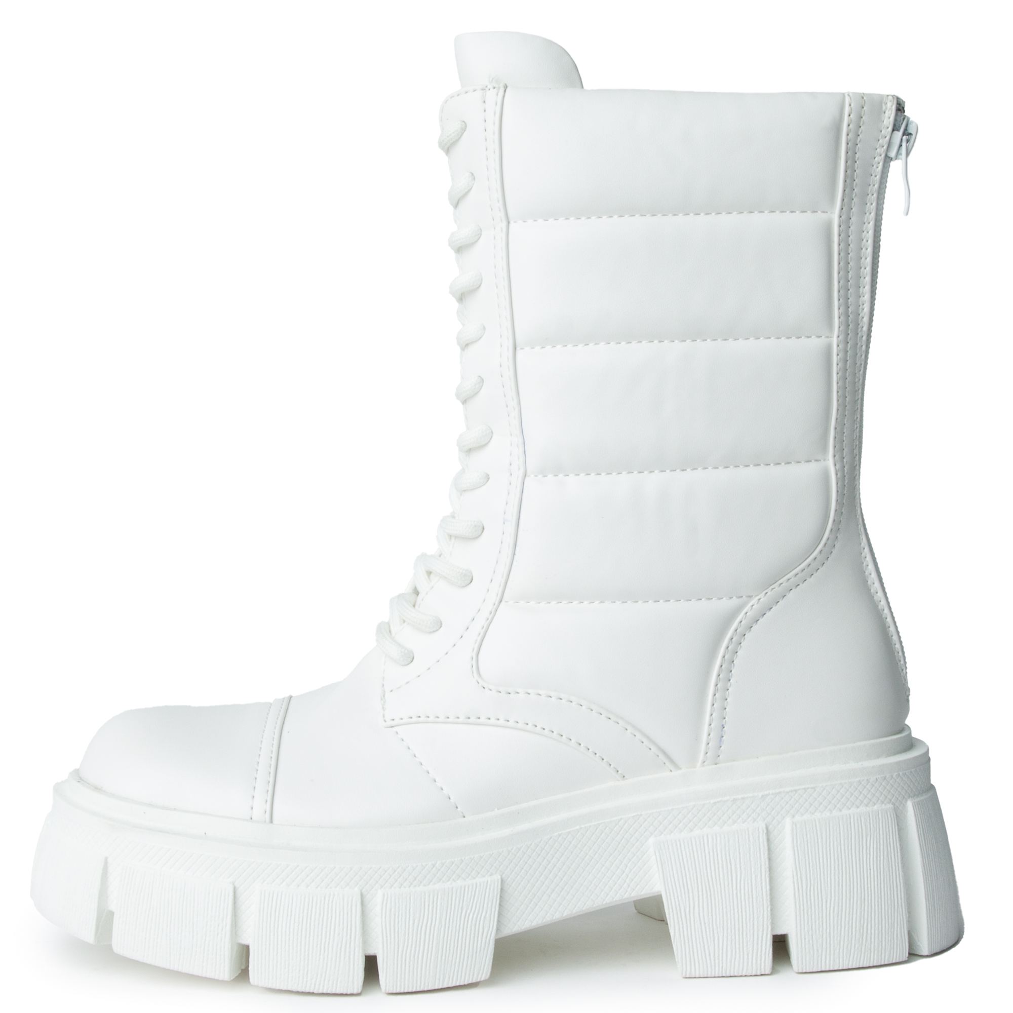 Dovey-1-White Combat Ankle Boot White