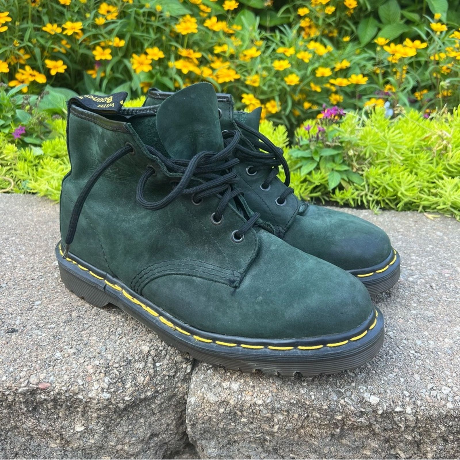 Dr Martens 90's Dr. Martens Suede Green 6 Eye Combat Boots England Us W9, Women's