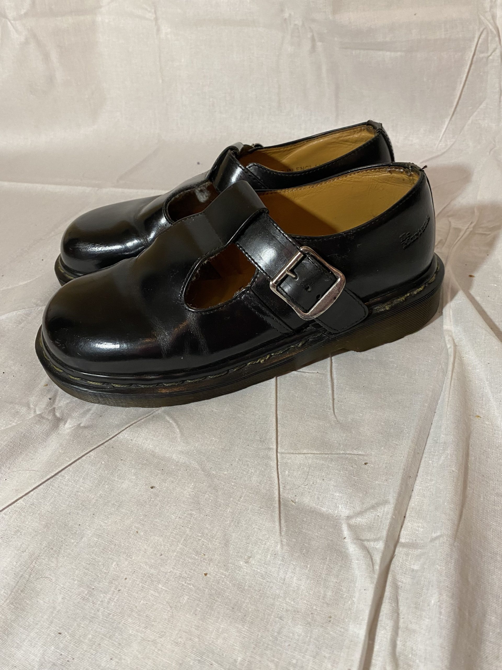 Dr Martens Polly Smooth Leather Mary Janes Black England Shoes, Women's (Size 7.5)