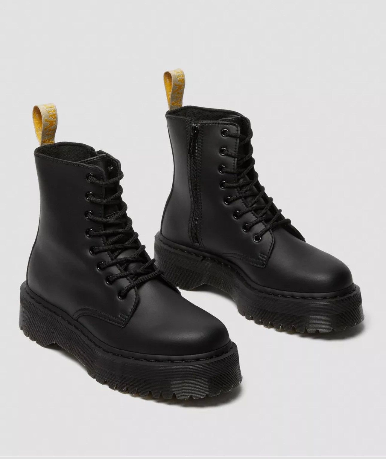 Dr Martens Vegan Jadon Ii Boot Mono Platforms Leather Combat Boots in Black, Women's (Size 9)