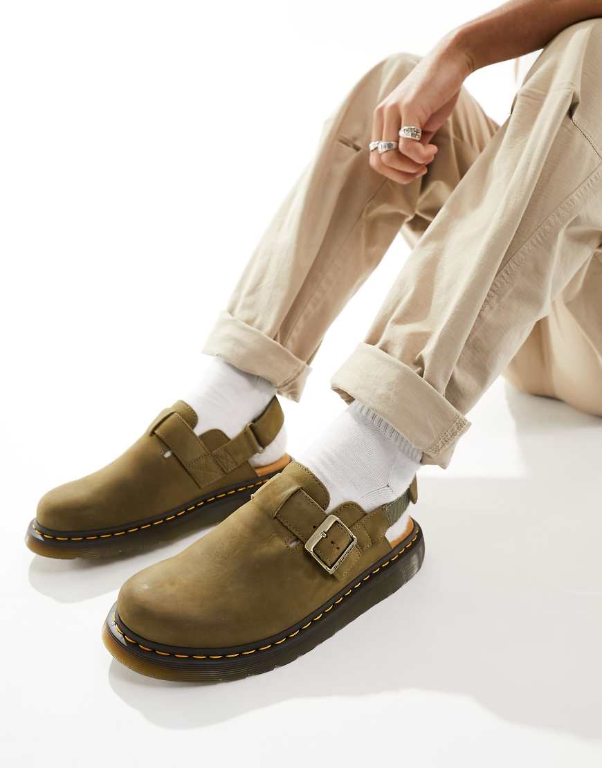 Dr Martens unisex Jorge II mules in khaki suede-Green