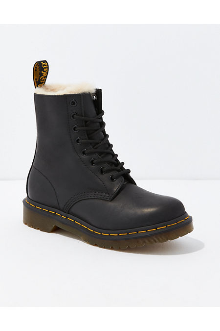 Dr. Martens Womens 1460 Serena Faux Fur-Lined Boot Women's Black 5