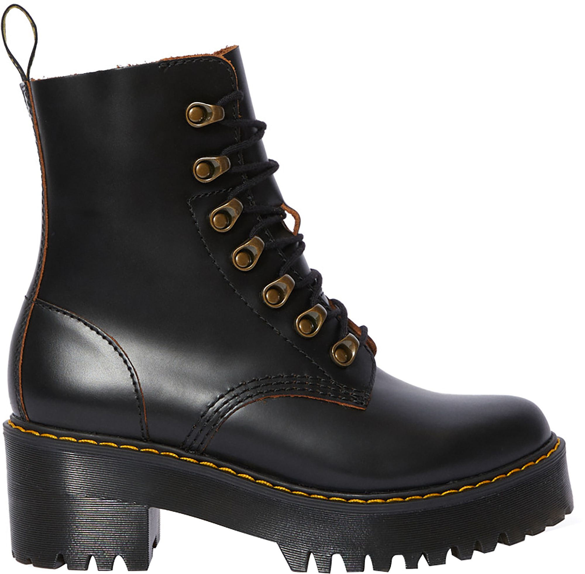 Dr. Martens Women's Leona Vintage Smooth Leather Heeled Boots, Size 6, Black