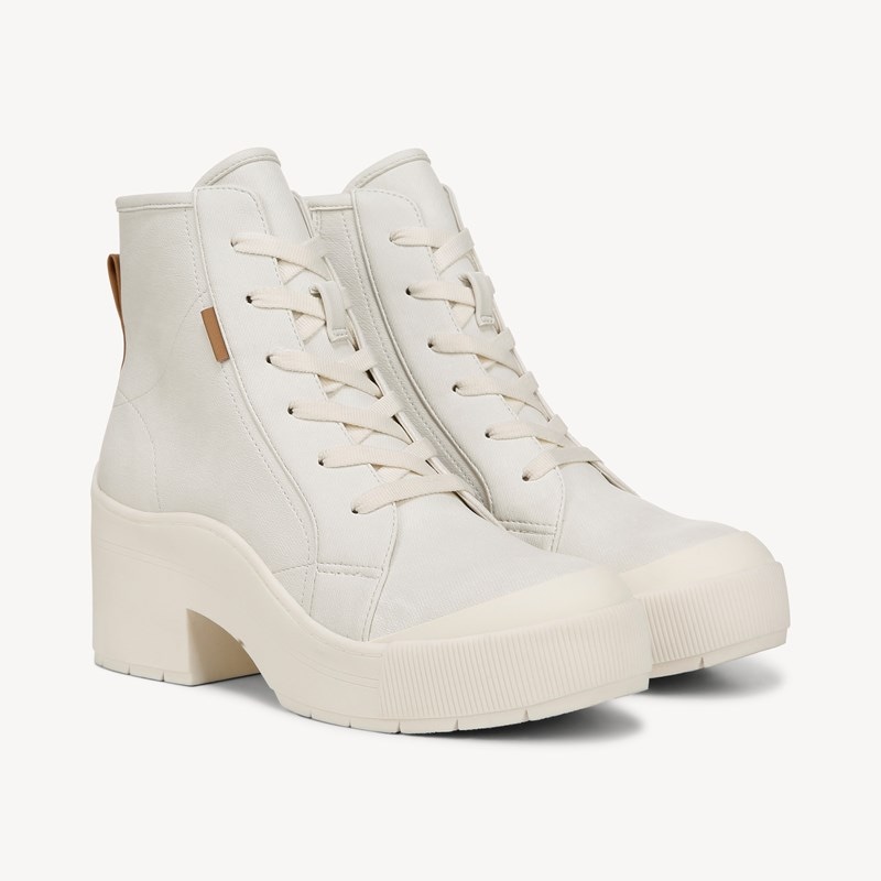 Dr. Scholl's Women's Time Off Up Platform Ankle Boot White Faux Leather DRSCH 6.5 M