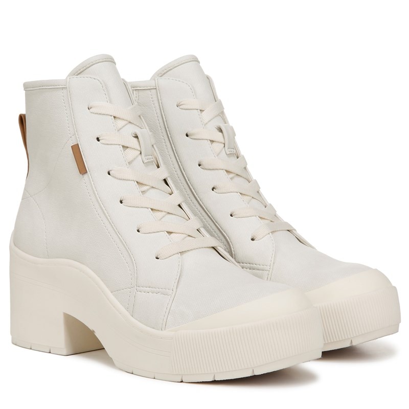 Dr. Scholl's Women's Time Off Up Platform Ankle Boots (White Faux Leather) - Size 10.0 M