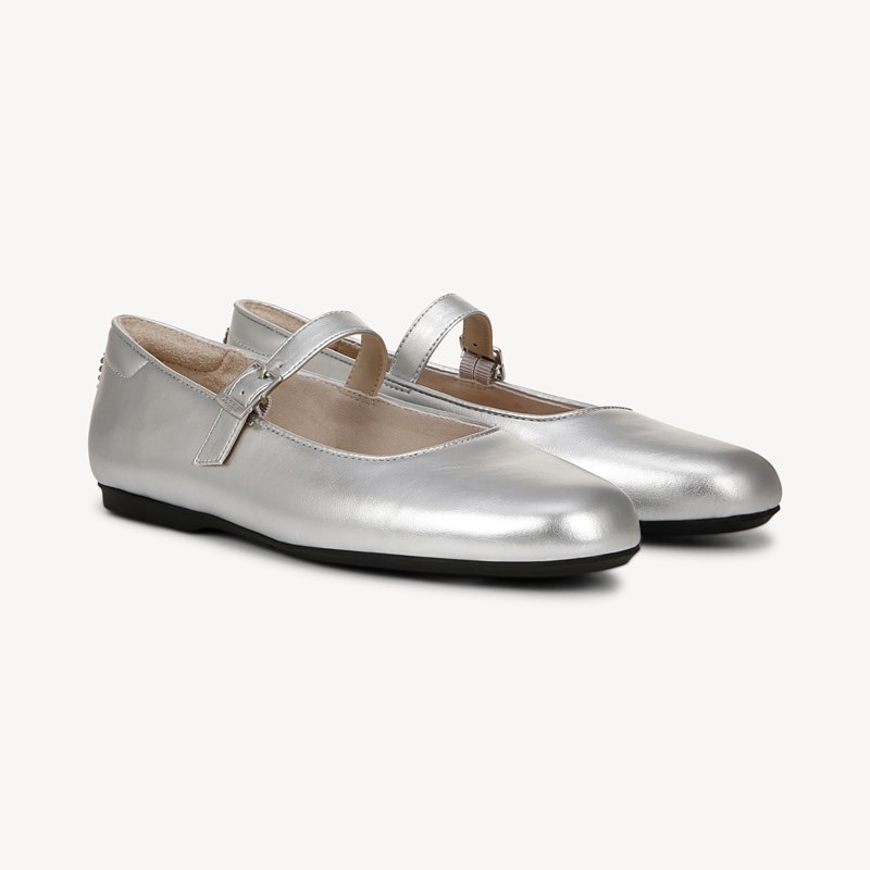 Dr. Scholl's Women's Wexley Mary Jane Ballet Flat Shoes Silver Faux Leather DRSCH 11.0 M