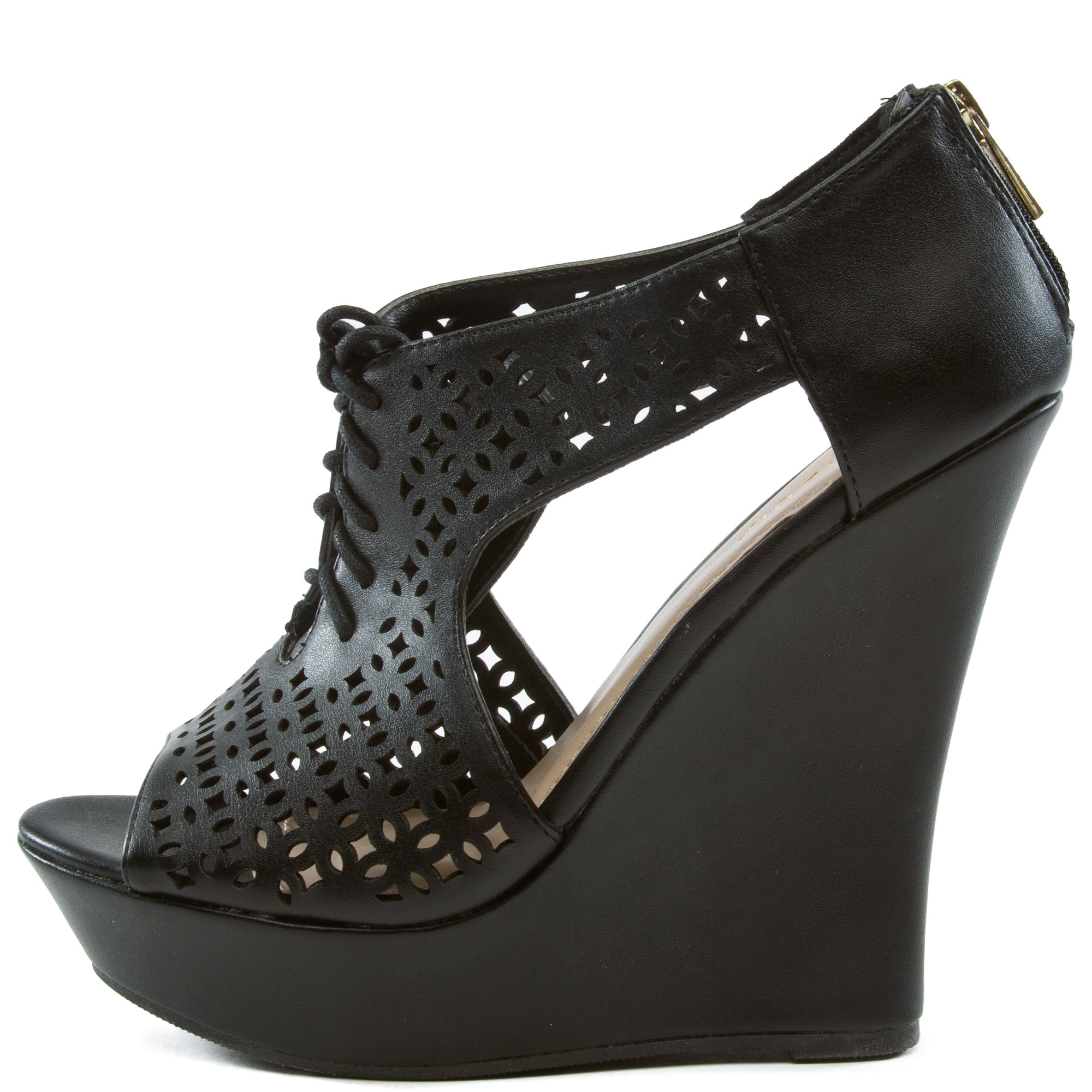 Dreamer-34 Lace-Up Wedge Black