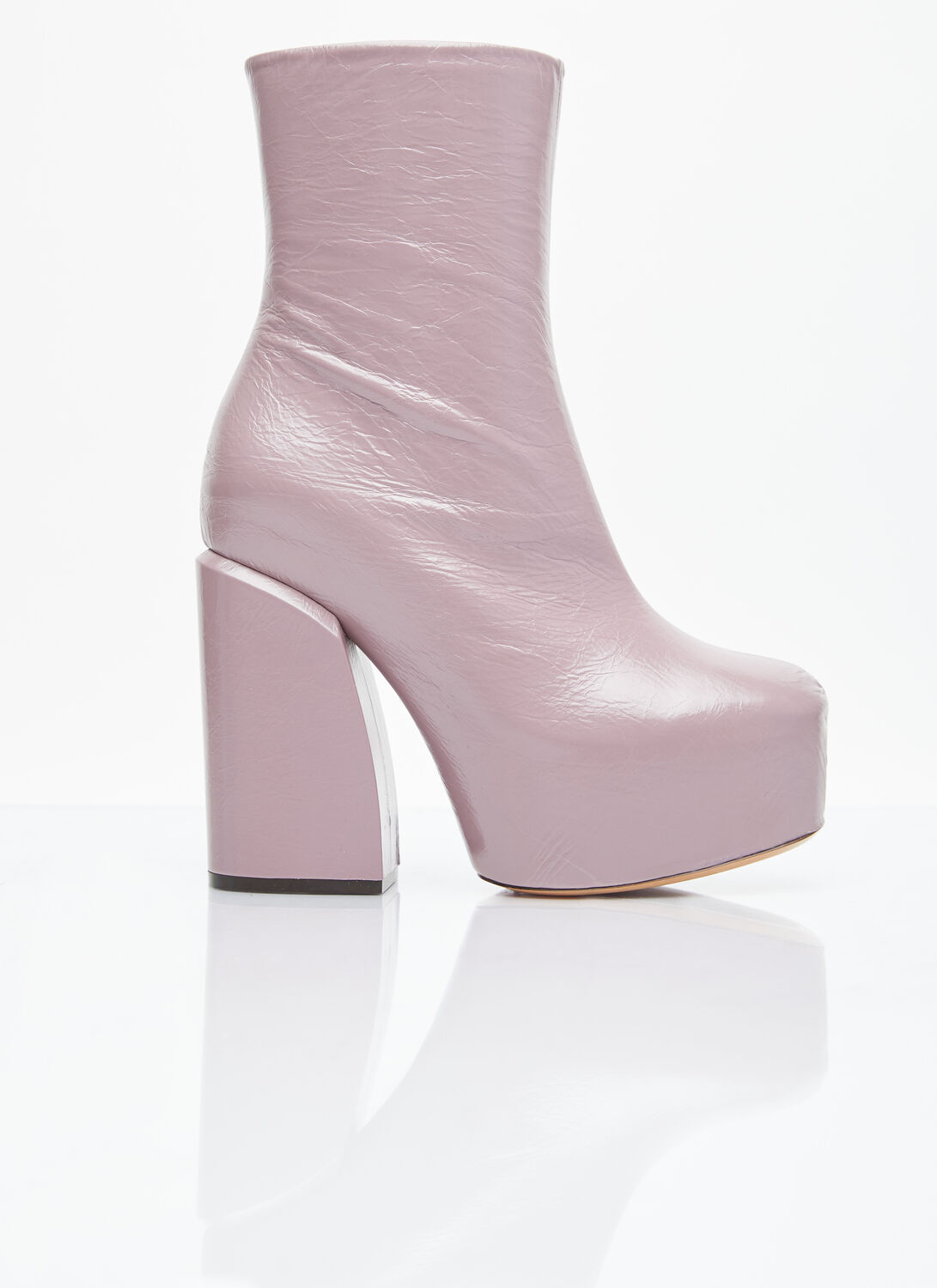 Dries Van Noten Platform Heel Leather Boots - Woman Boots Lilac Eu - 41