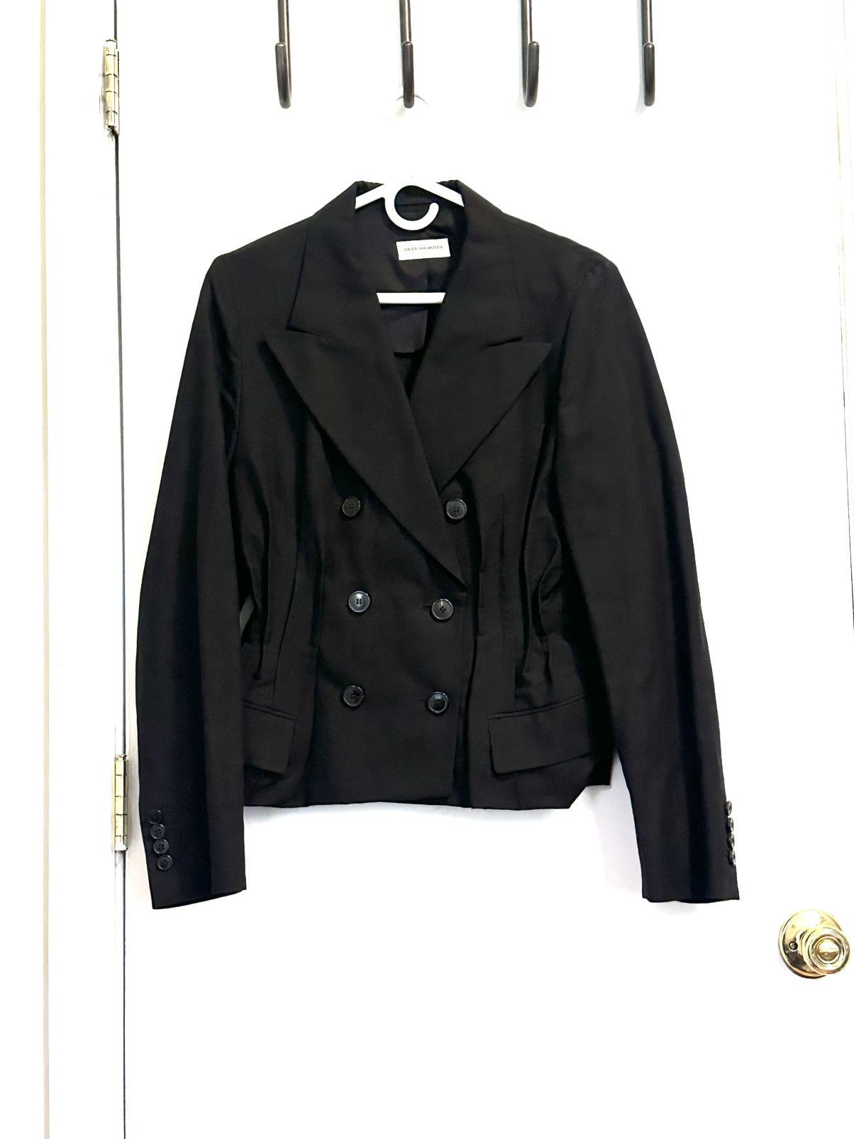 Dries Van Noten Pleated Cropped Blazer in Black, Women's (Size XS)