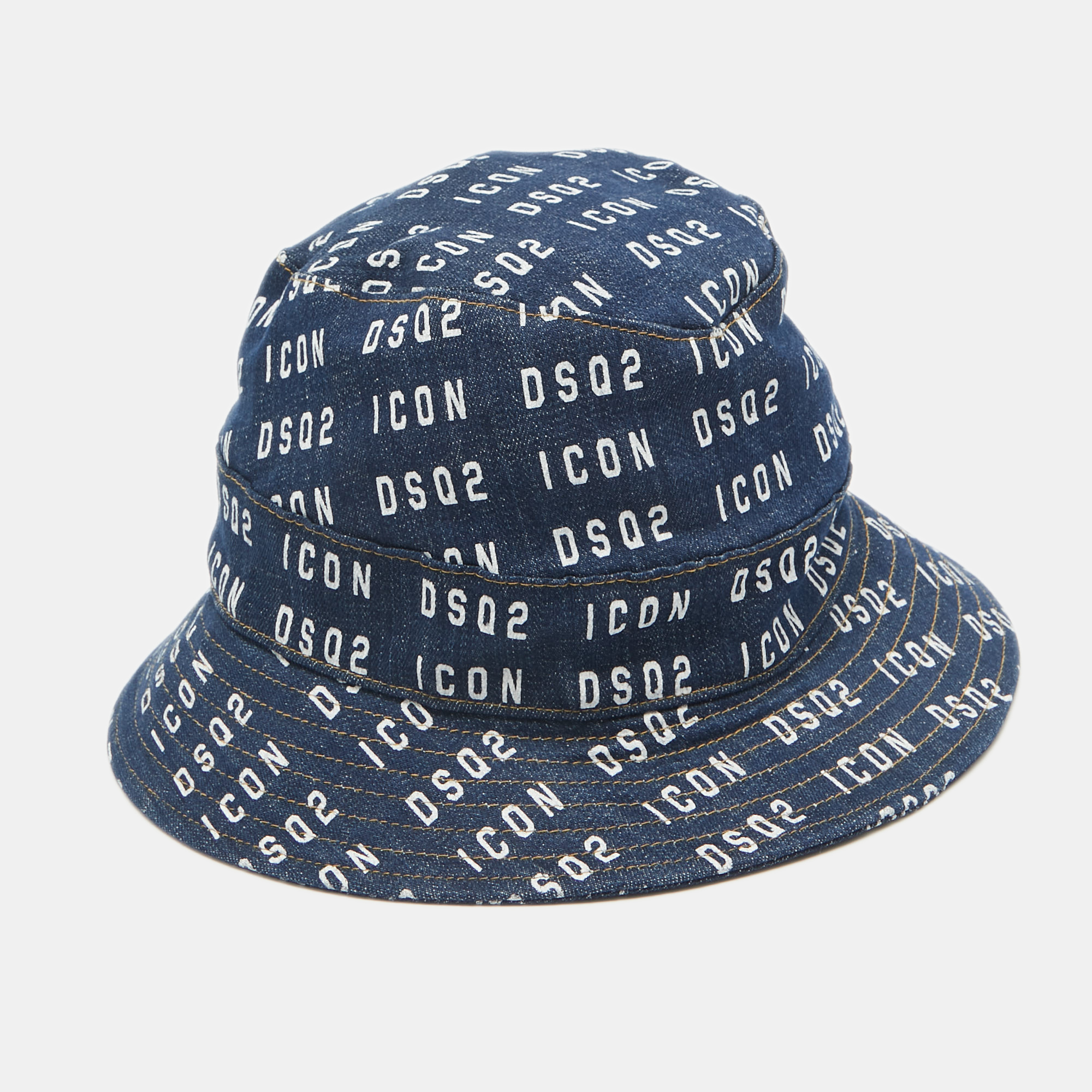 Dsquared2 Blue Logo Print Denim Bucket Hat