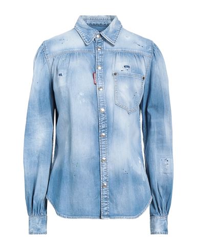 Dsquared2 Woman Denim shirt Blue Size 2 Cotton, Elastane