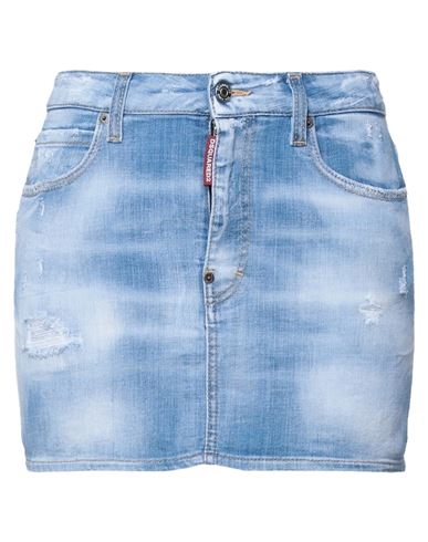 Dsquared2 Woman Denim skirt Blue Size 0 Cotton, Elastane, Cow leather