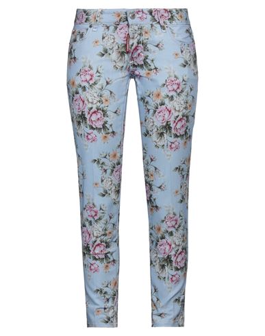 Dsquared2 Woman Pants Pastel blue Size 0 Cotton, Elastane, Bovine leather