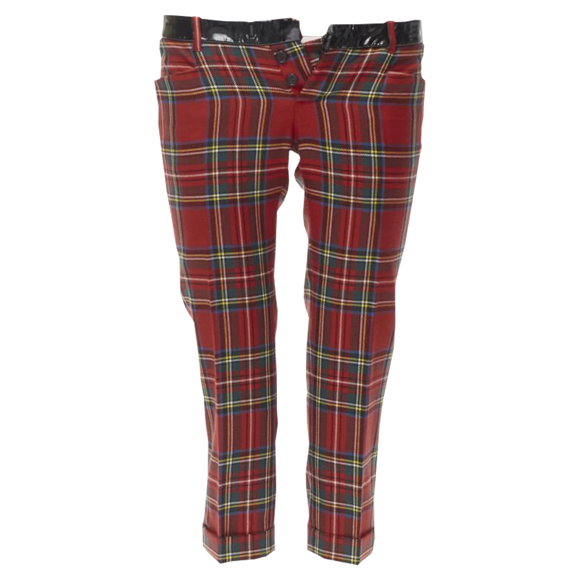 Dsquared2 punk plaid patent trim cropped pants