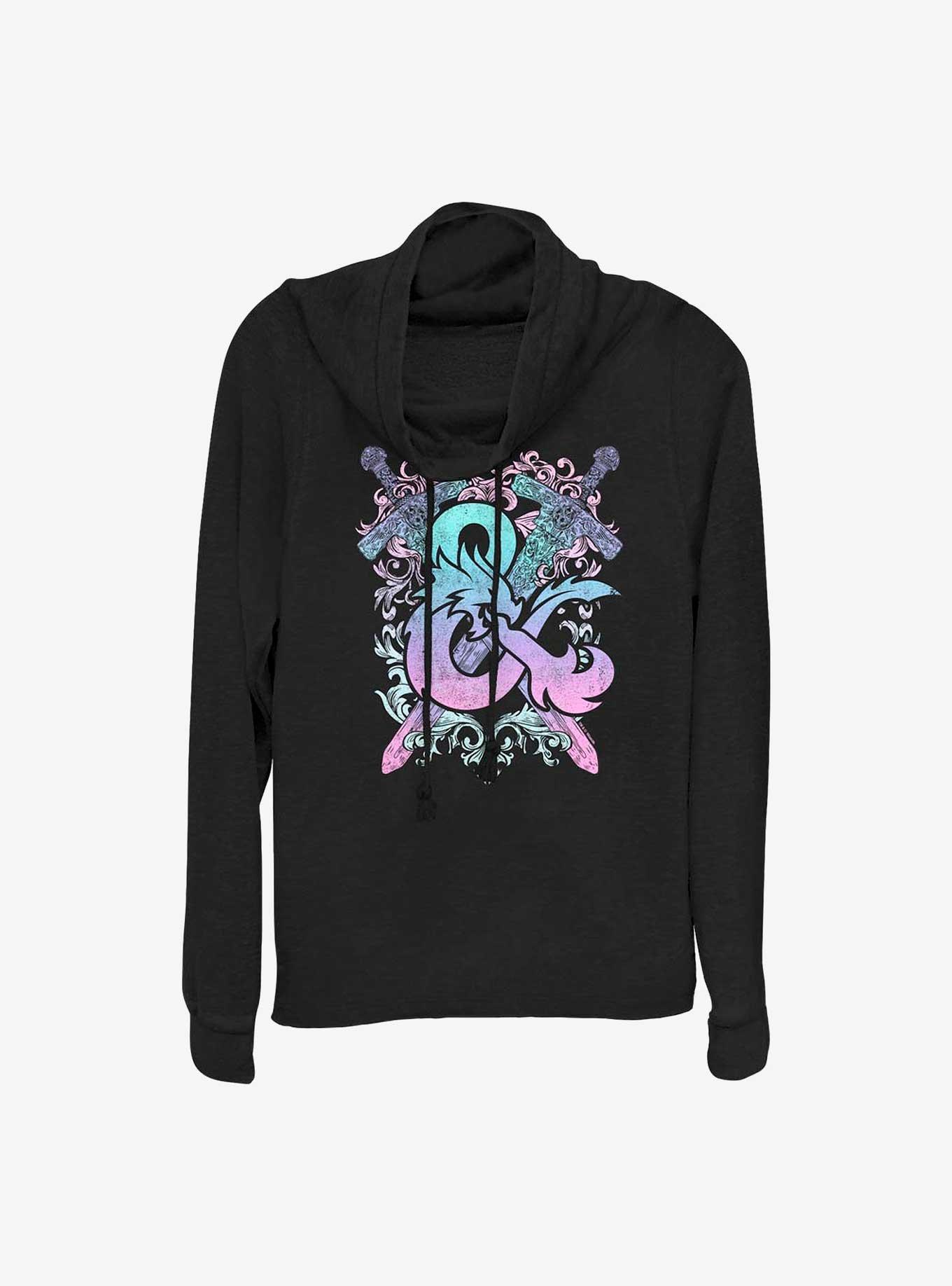 Dungeons and Dragons Pastel Logo Cowl Neck Long-Sleeve Top