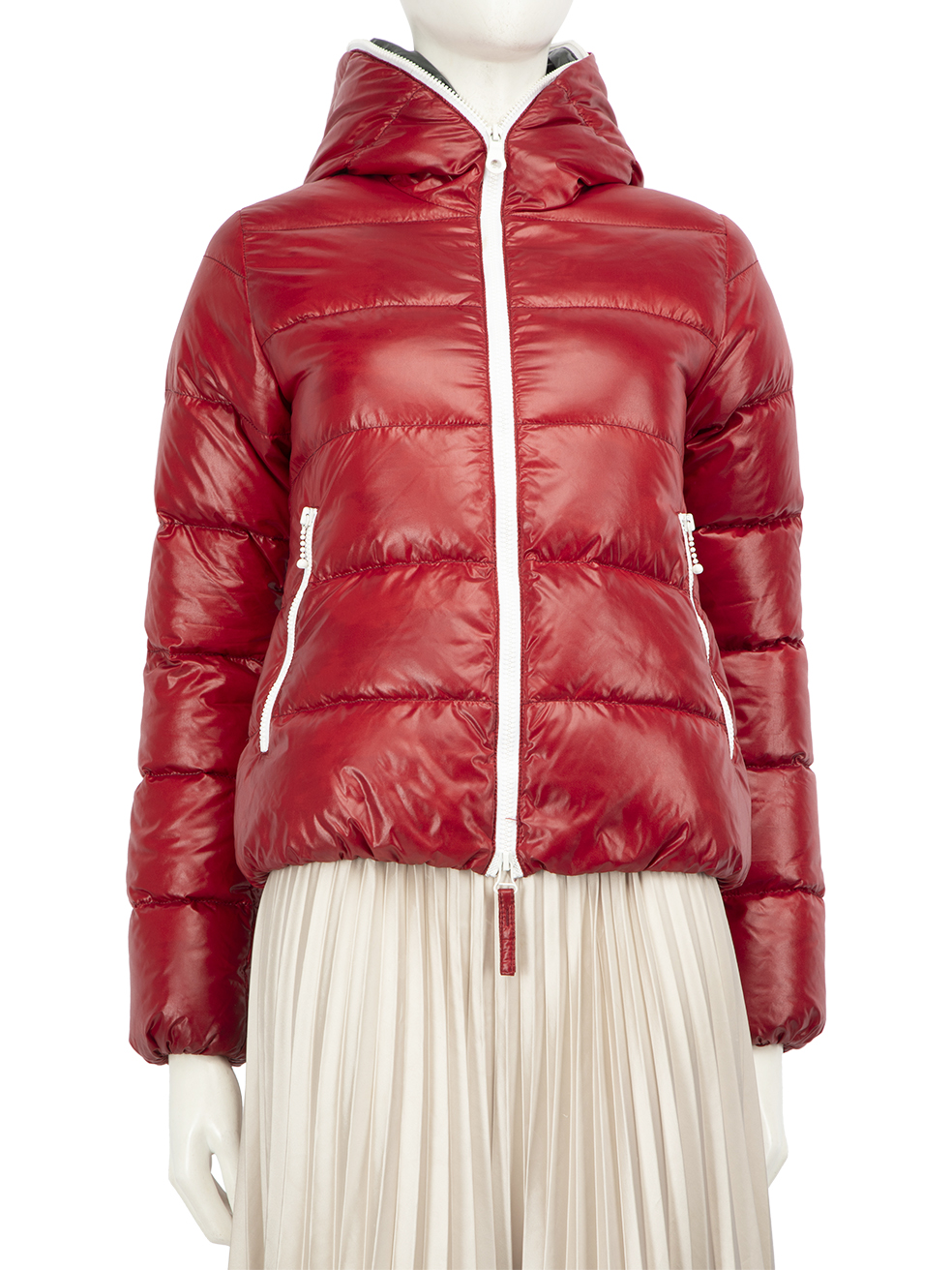 Duvetica Red Full Zip Down Puffer Coat