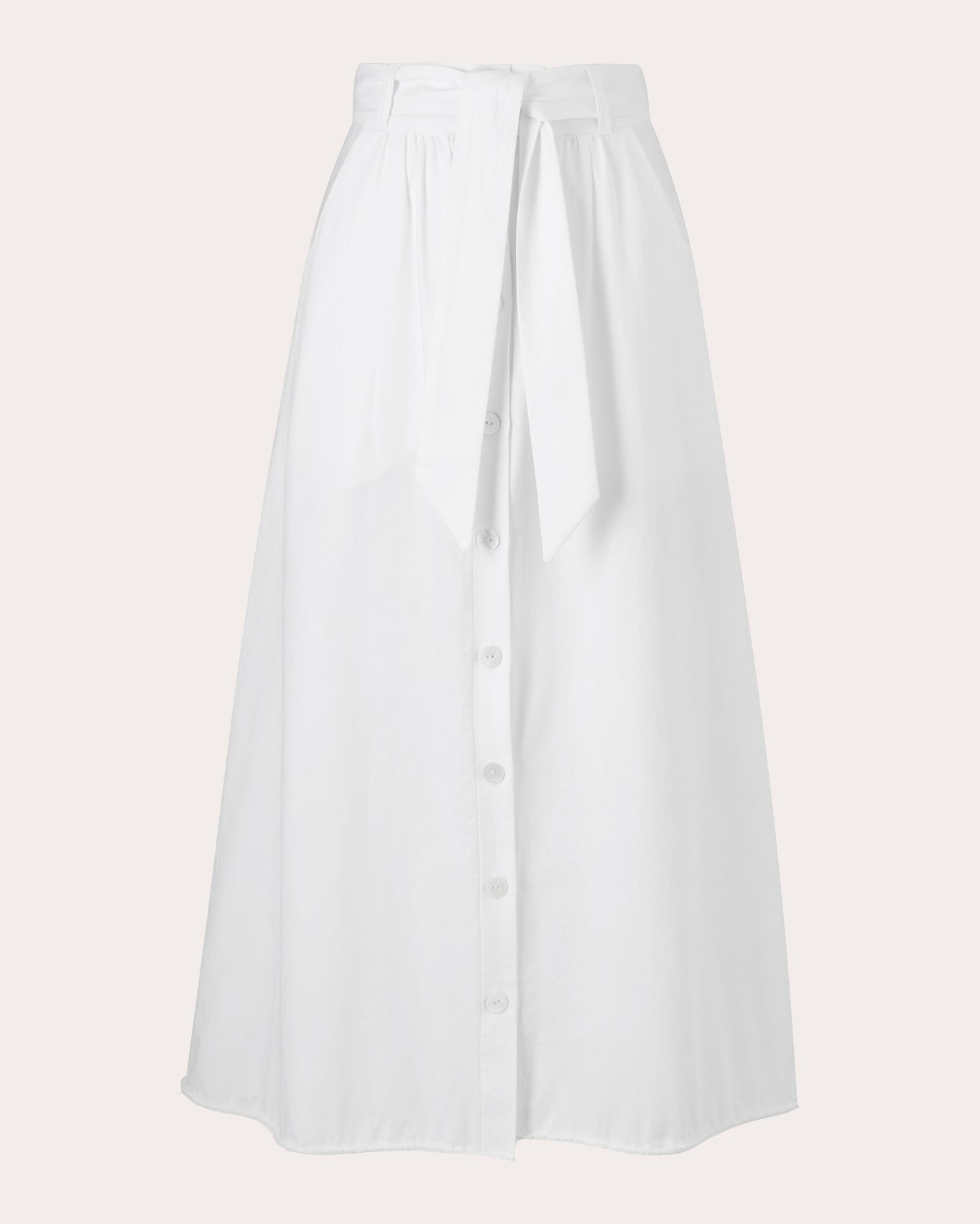 E. L.V. Denim Women's Clara Poplin Midi Skirt in White Cotton