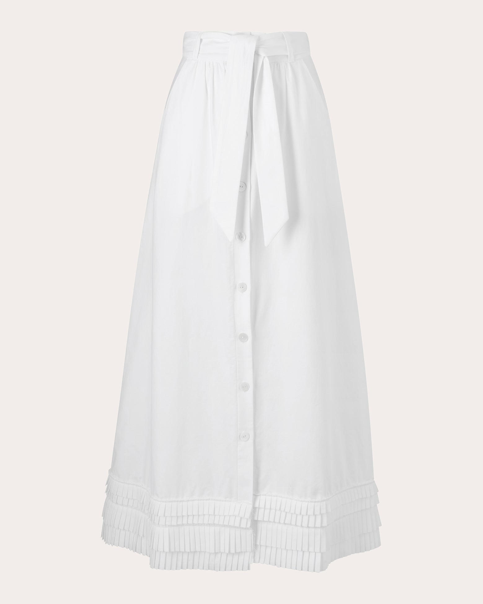 E. L.V. Denim Women's Mimma Pleated-Hem Cotton-Poplin Maxi Skirt in White