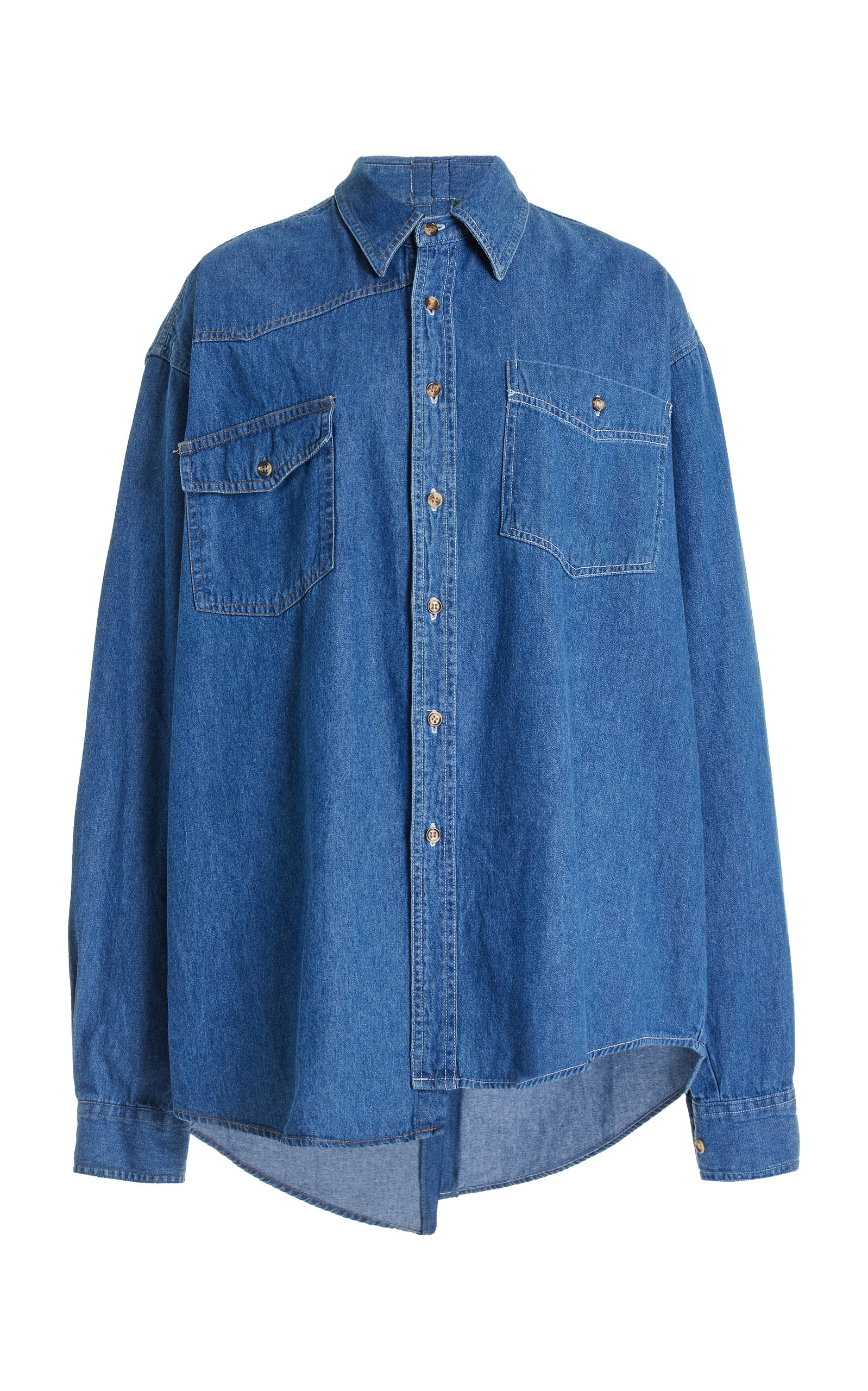 E.L.V. Denim - Classic Denim Shirt - Dark Wash - OS - Moda Operandi