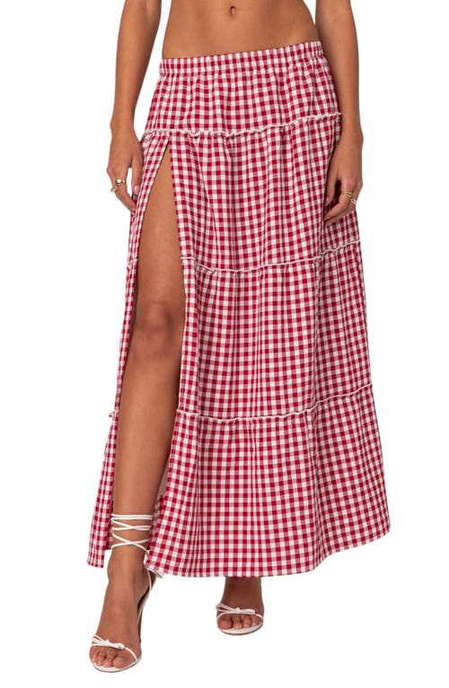 EDIKTED Gingham Tiered Maxi Skirt at Nordstrom, Size X-Small