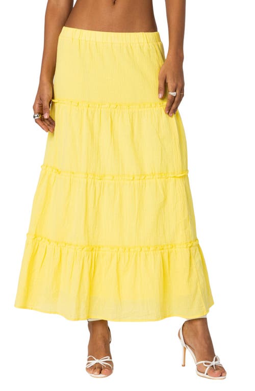 EDIKTED Tiered Cotton Maxi Skirt in Yellow at Nordstrom, Size X-Small