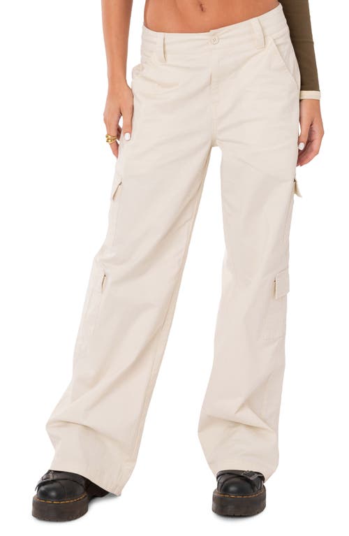 EDIKTED Zuri Cotton Twill Cargo Pants in Beige at Nordstrom, Size X-Small