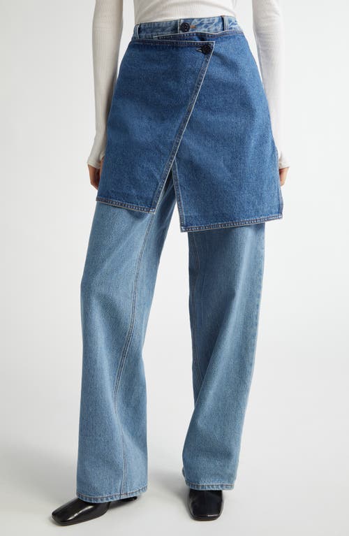 EENK Layered Skirt Overlay Jeans in Blue Denim at Nordstrom, Size Medium