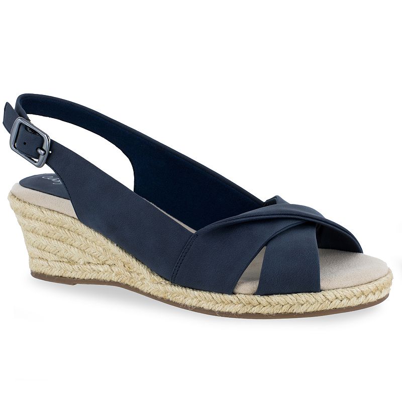 Easy Street Maureen Women's Espadrille Wedge Sandals, Size: 11, Blue