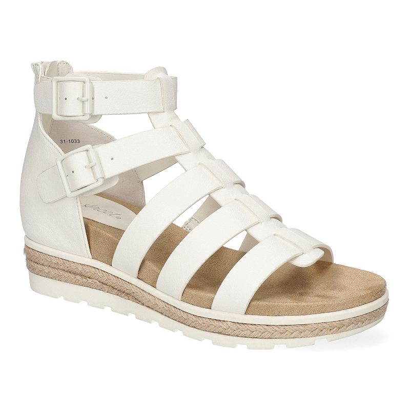 Easy Street Simone Women's Gladiator Platform Wedge Sandals, Size: 11 Wide, White