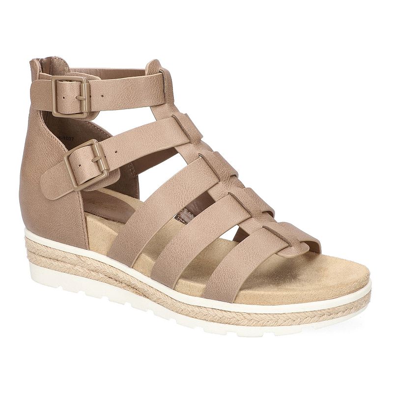 Easy Street Simone Women's Gladiator Platform Wedge Sandals, Size: 8 Wide, Brown