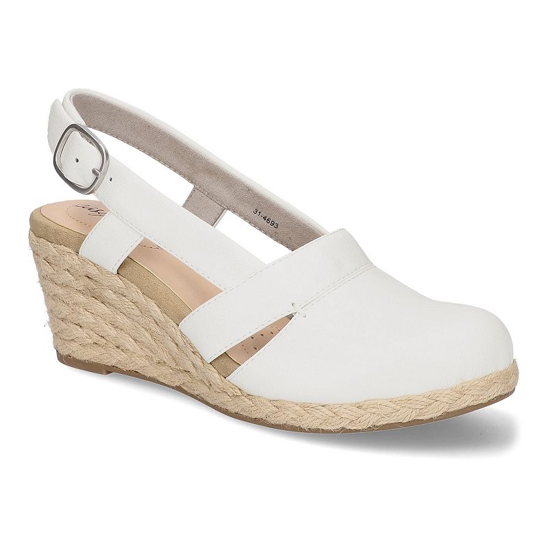 Easy Street Stargaze Women's Espadrille Wedge Sandals, Size: 7 XW, White