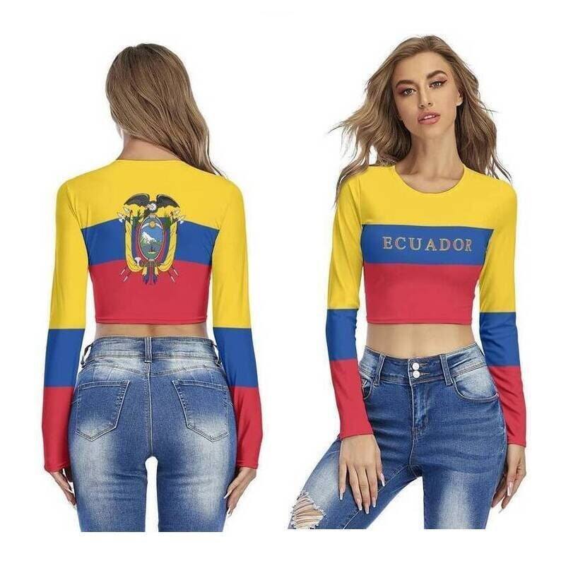 Ecuadorian Flag Women Crop Top, Ecuador Flag, Design, Copa America 2022, Latino, World Cup, Football, Soccer, Gifts, Outfit, Carnival