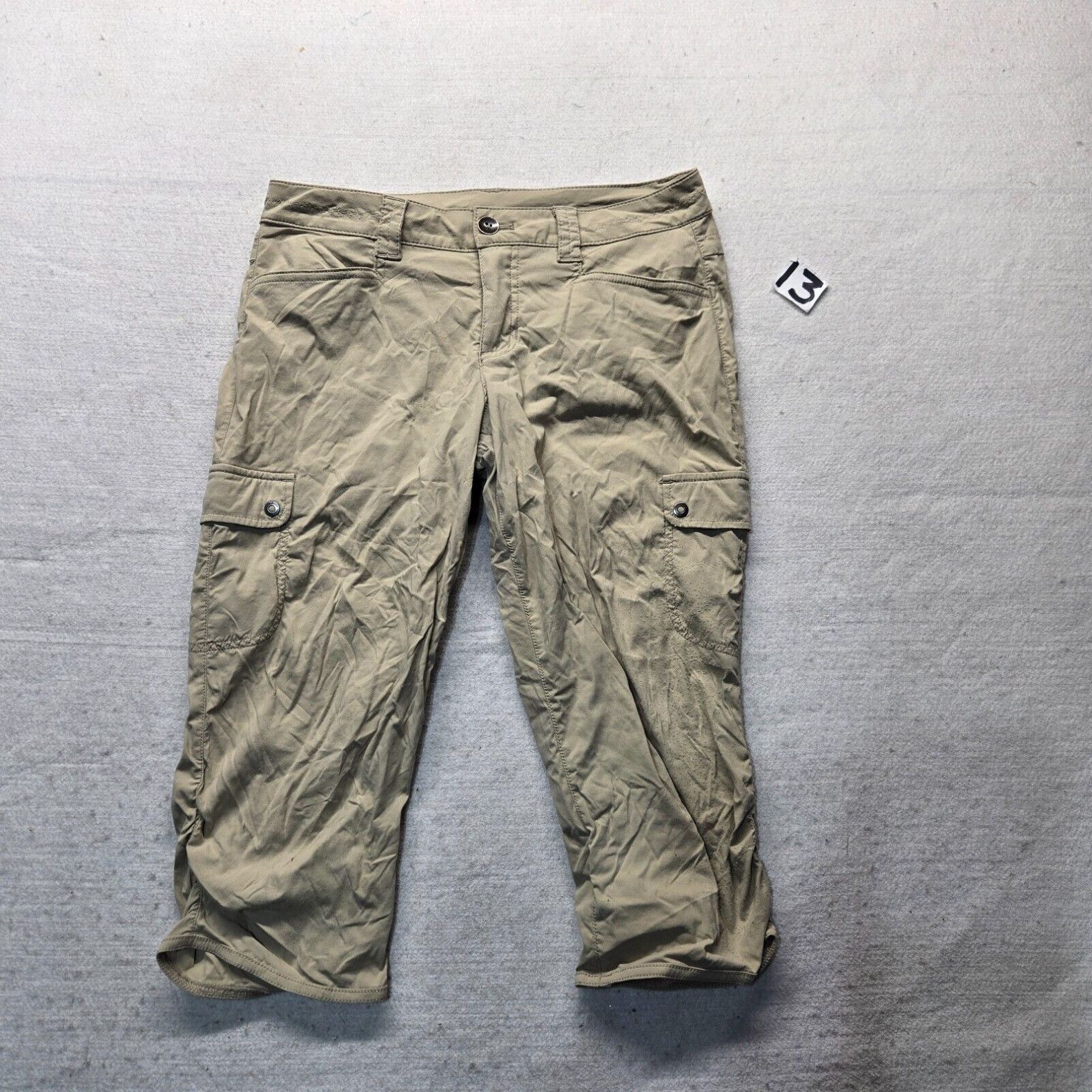 Eddie Bauer Pants Khaki Brown Cargo Cropped Outdoors Hiking Adult Women 4P in White (Size 27)