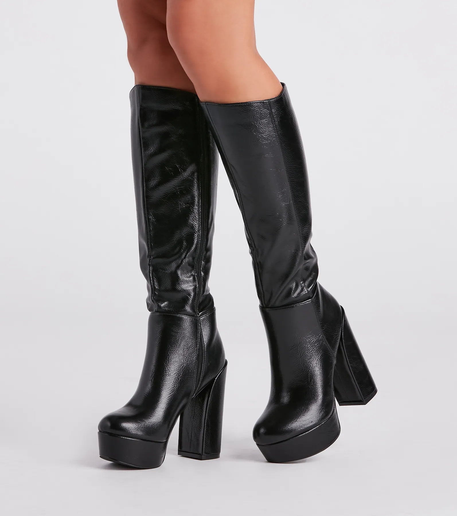 Edgy-Chic Under-The-Knee Platform Boots