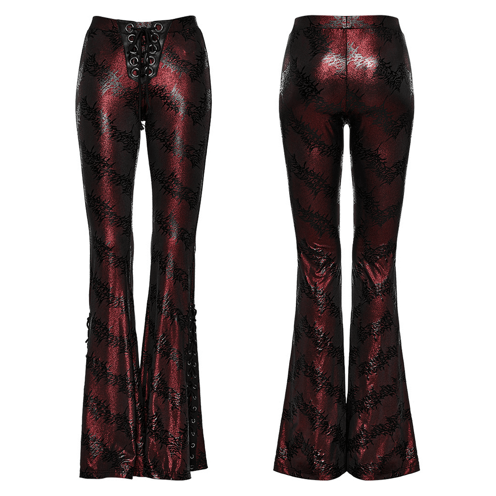 Edgy Sparkly Flared Pants with Drawstring for Women