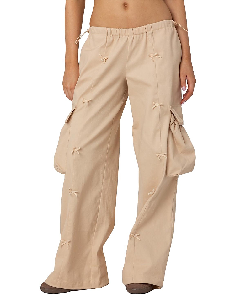 Edikted Bow Trim Cargo Parachute Pants