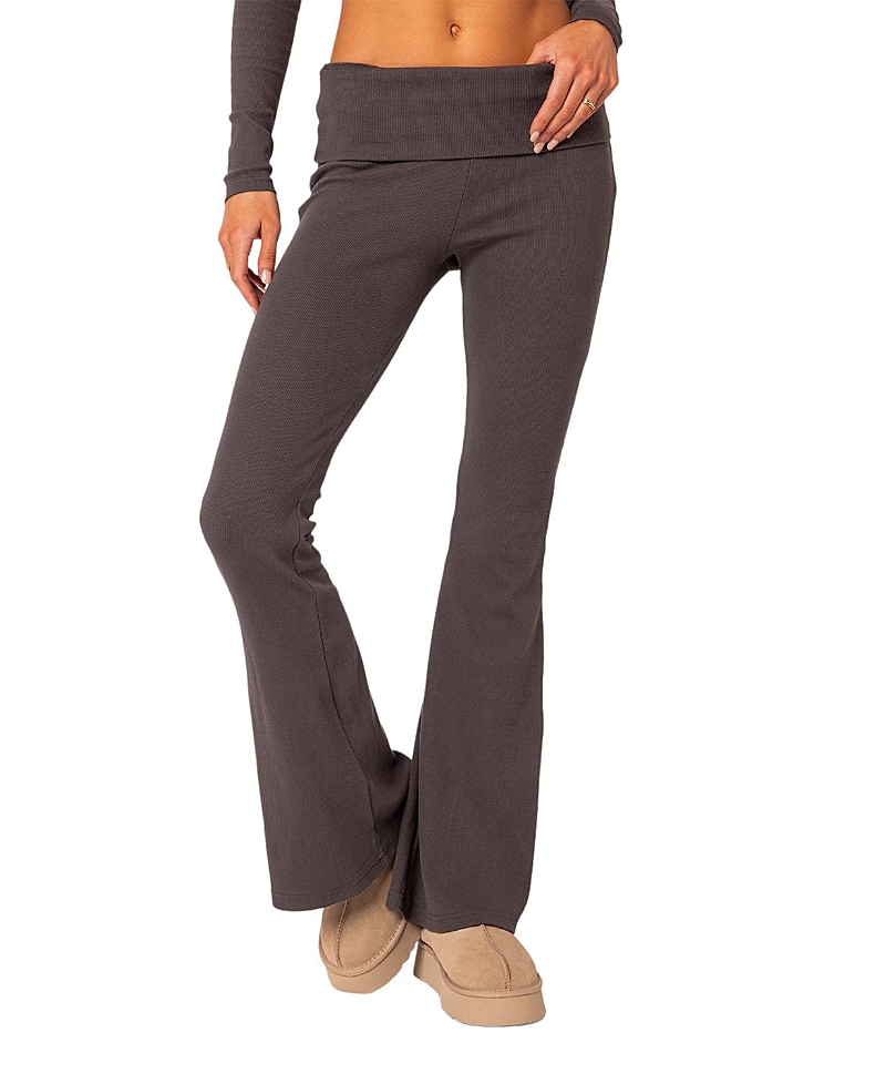 Edikted Coffee Break Ribbed Flare Leggings