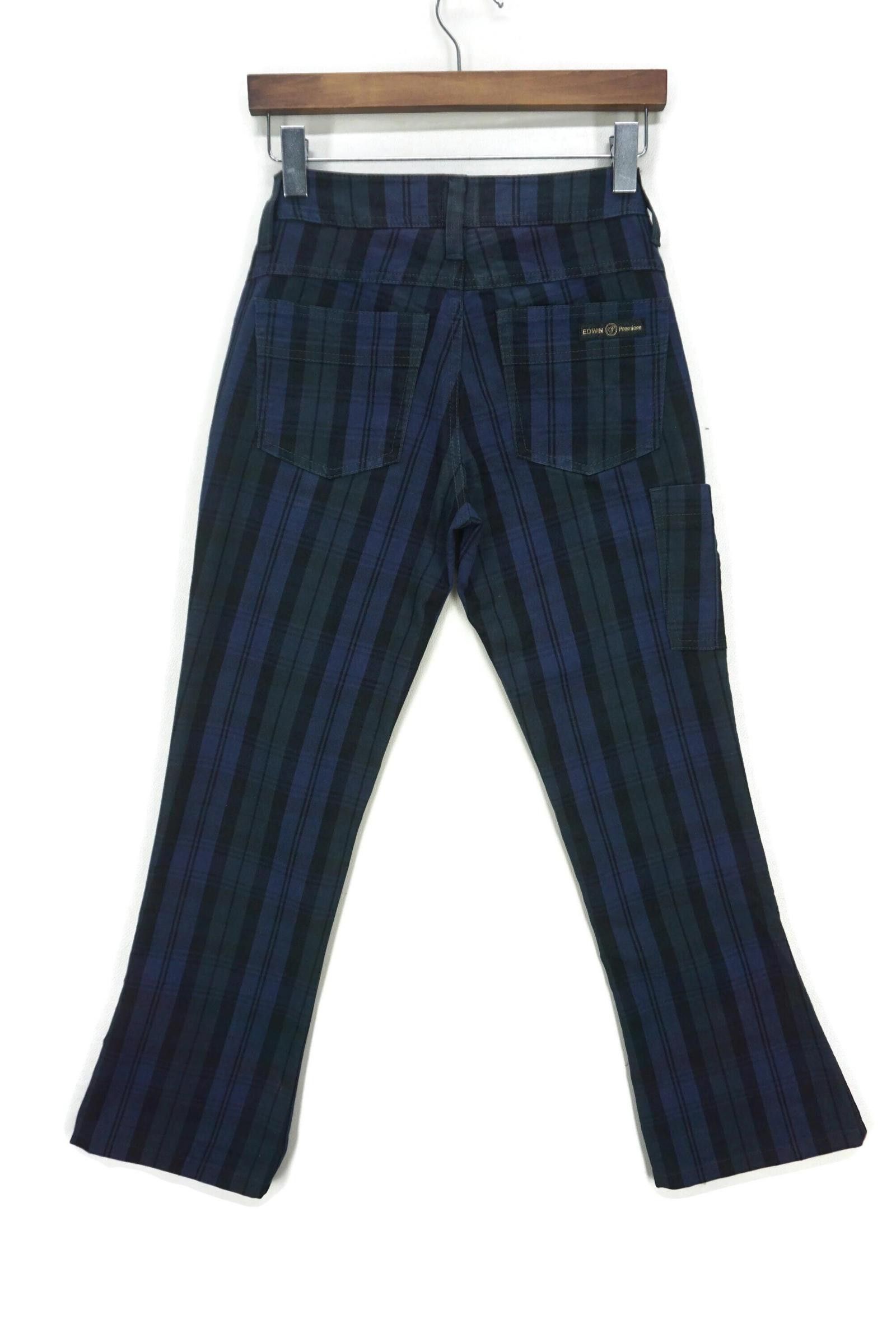 Edwin x Sports Specialties Bootcut Pants Size 7 27X27.5 Tartan Plaid Golf Ankle Flare in Blue, Women's