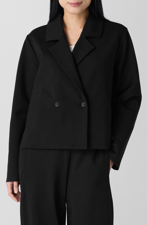 Eileen Fisher Double Breasted Notch Collar Short Blazer in Black at Nordstrom, Size Xx-Small