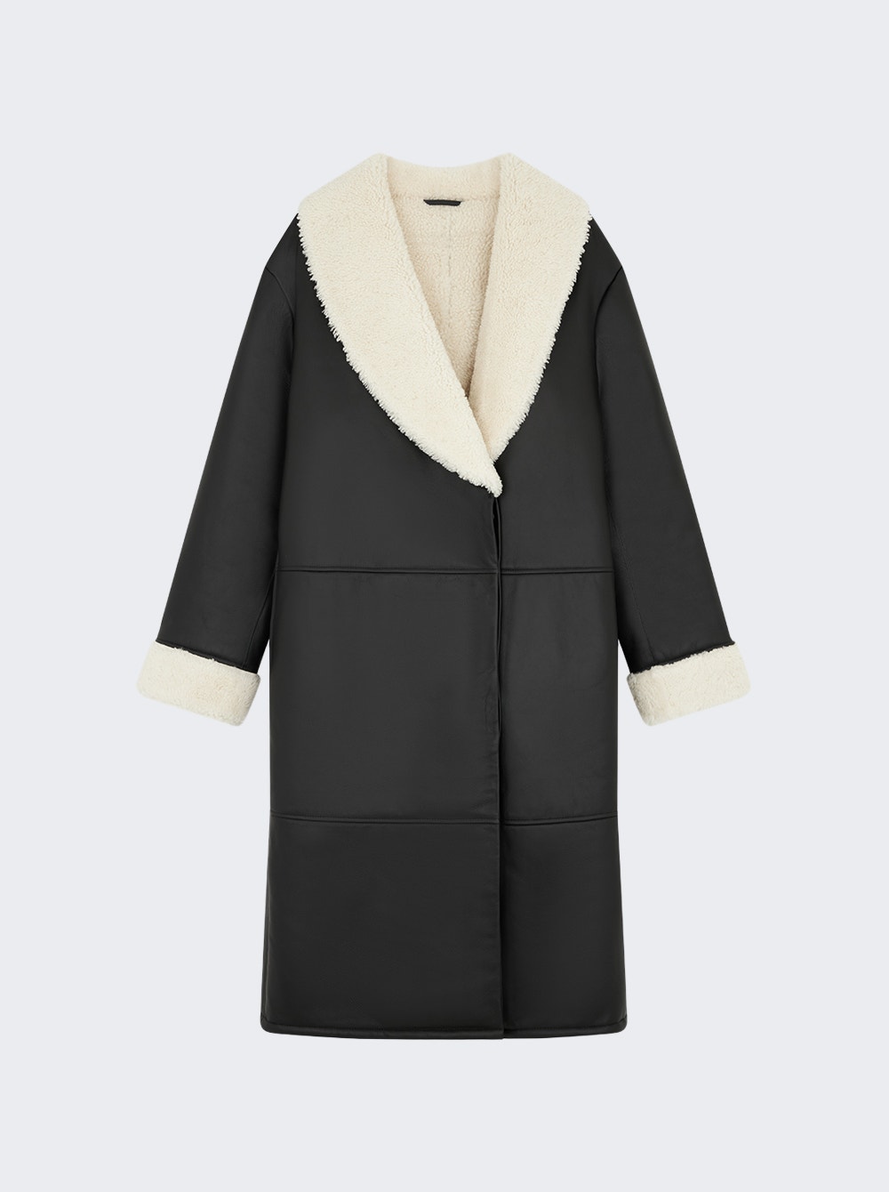 Elbe Long Shearling Coat Black