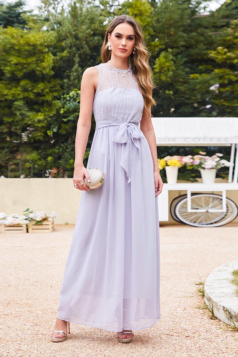 Elegant A-line Floor-length Chiffon Simple Evening Dress Sleeveless