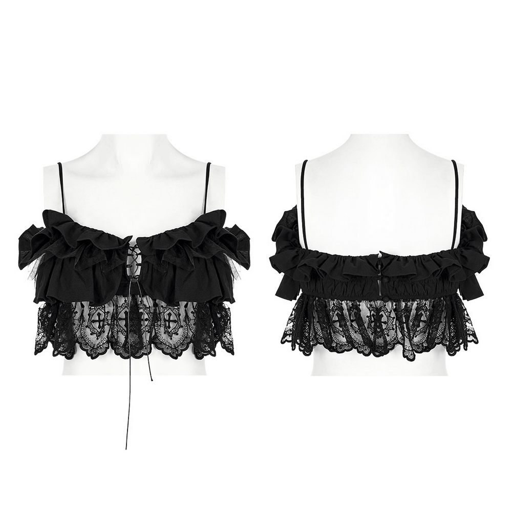 Elegant Black Lace Off-the-Shoulder Top Camisole