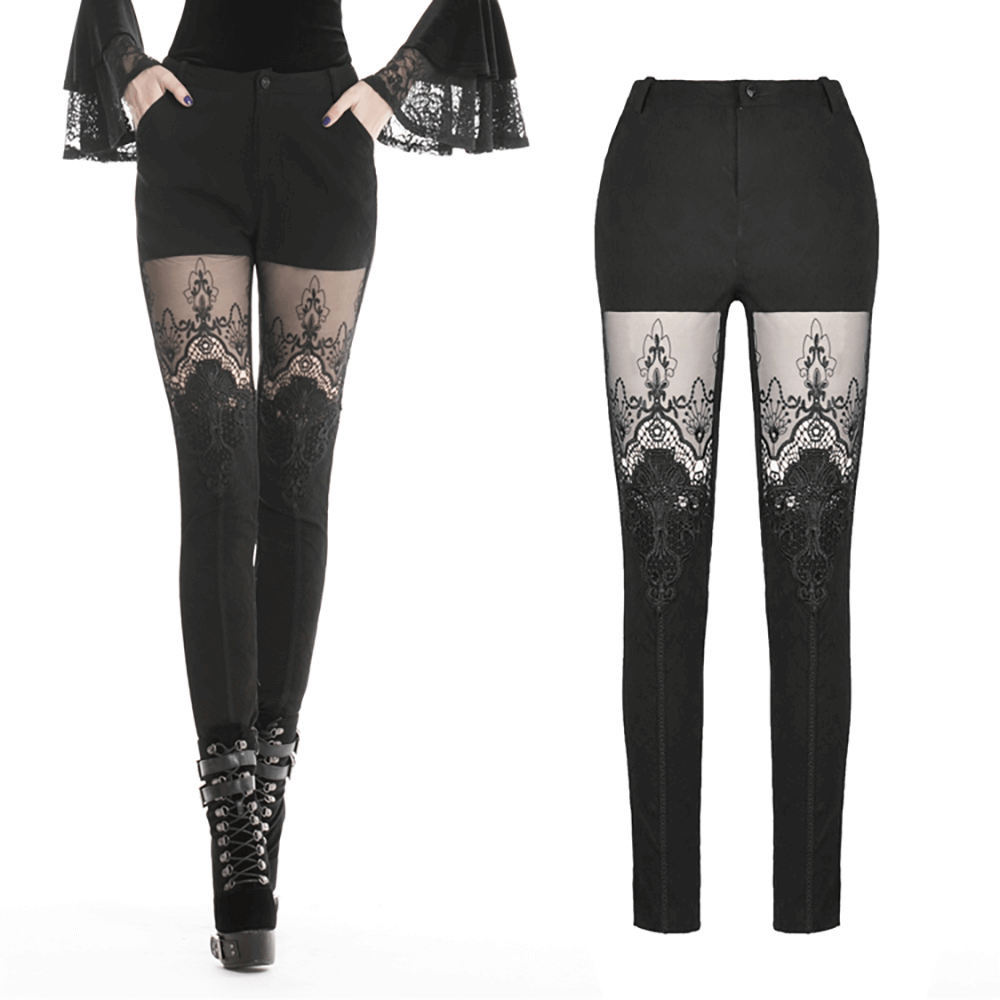 Elegant Women's Lace Skinny Pants for Evening Wear