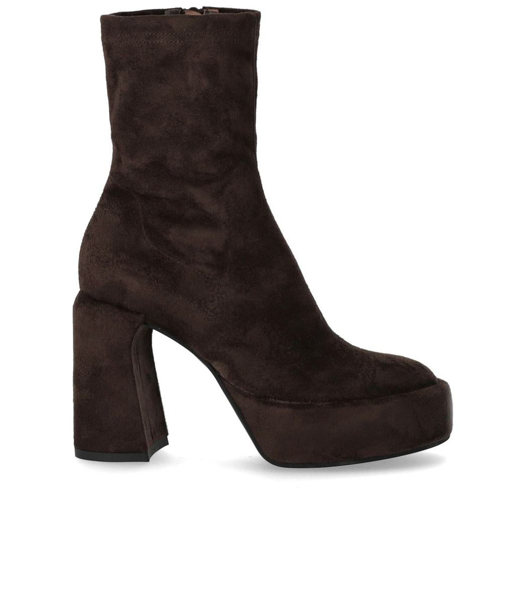 Elena Iachi Zelda Brown Heeled Ankle Boot