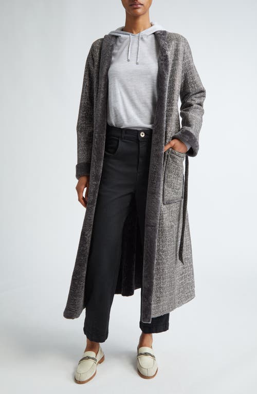 Eleventy Suede & Genuine Shearling Wrap Coat in Carbon at Nordstrom, Size 4 Us