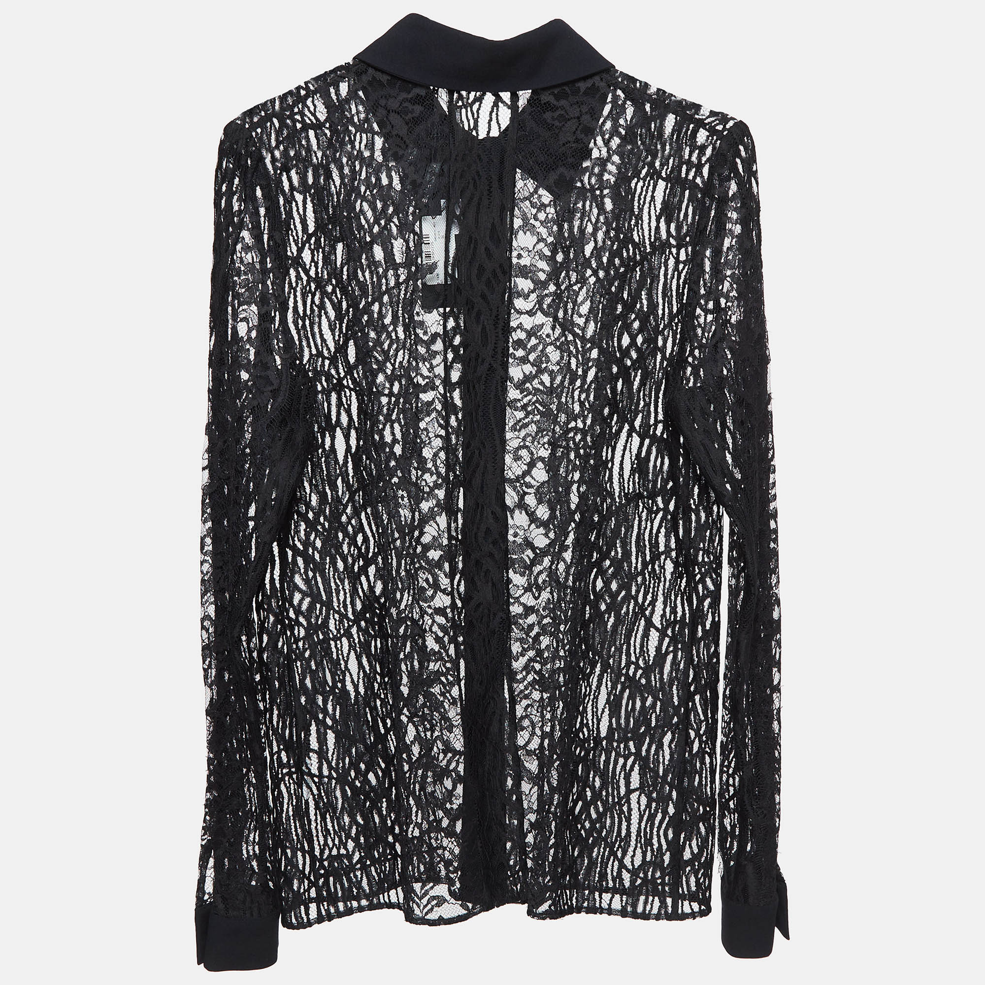 Elie Saab Black Lace Sheer Shirt XS