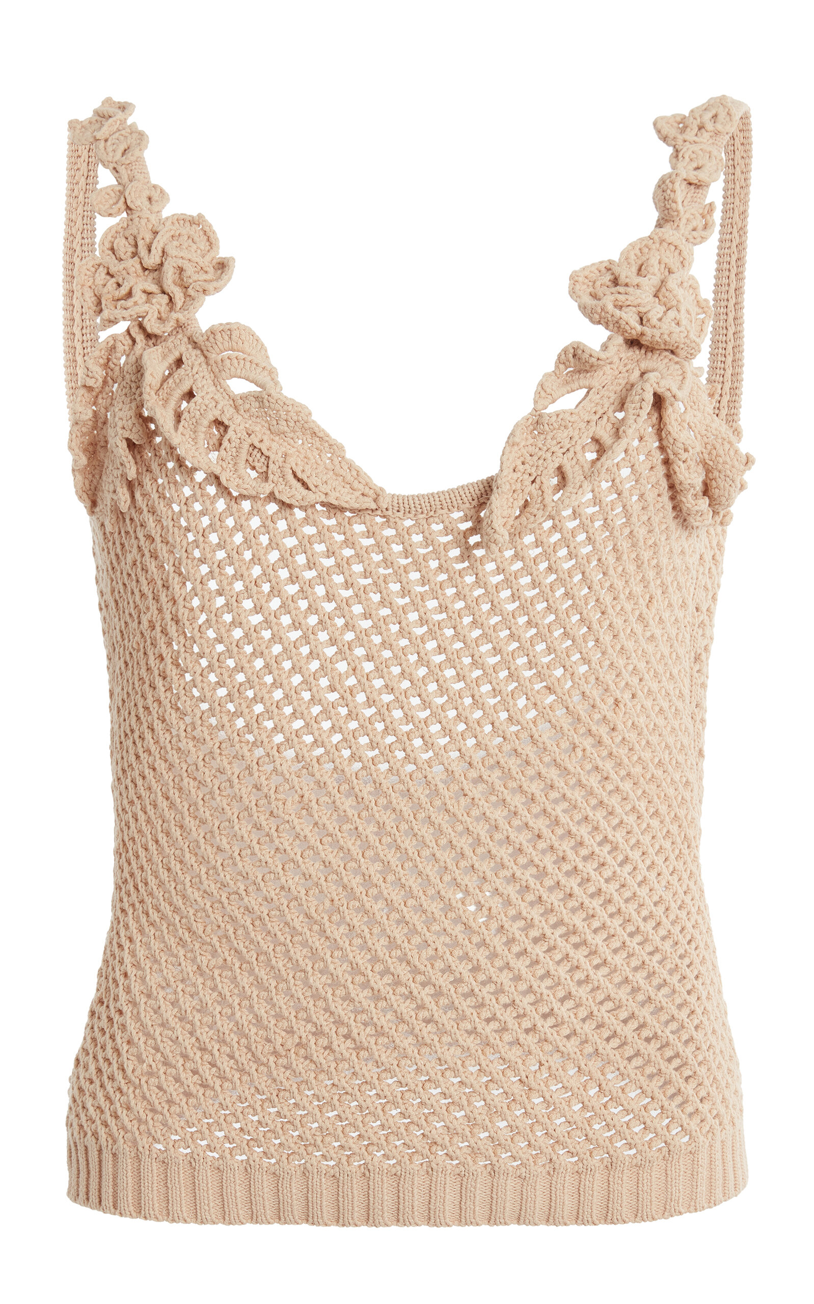 Elie Saab - Floral Embroidered Mesh Top - Khaki - M - Moda Operandi