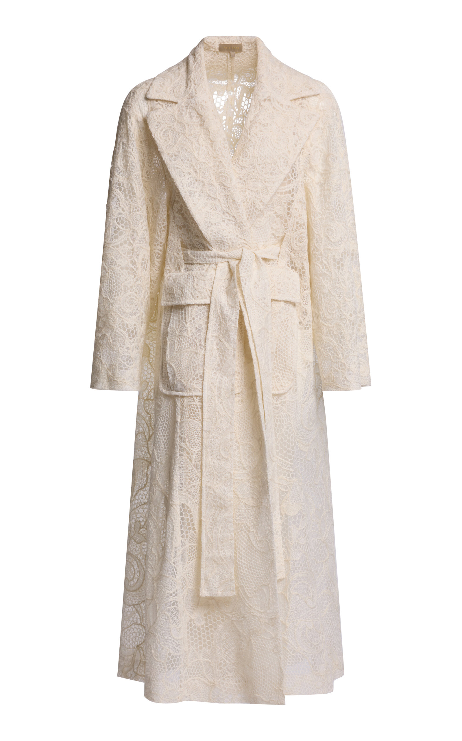 Elie Saab - Tulle Embroidered Wrap Coat - White - M - Moda Operandi